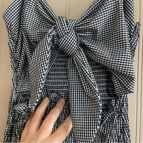 MABLE Anthropology Black Gingham Smock Fitted Tie Dress Women’s Size Small - Picture 12 of 12